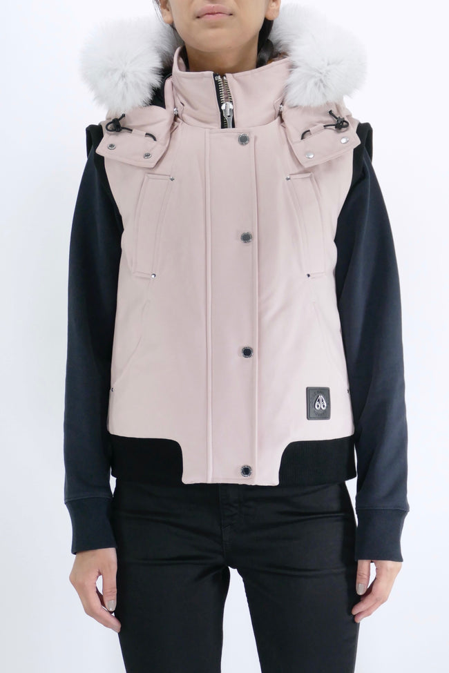 Moose Knuckles Womens Down Vest Original - Rose Smoke/Natural