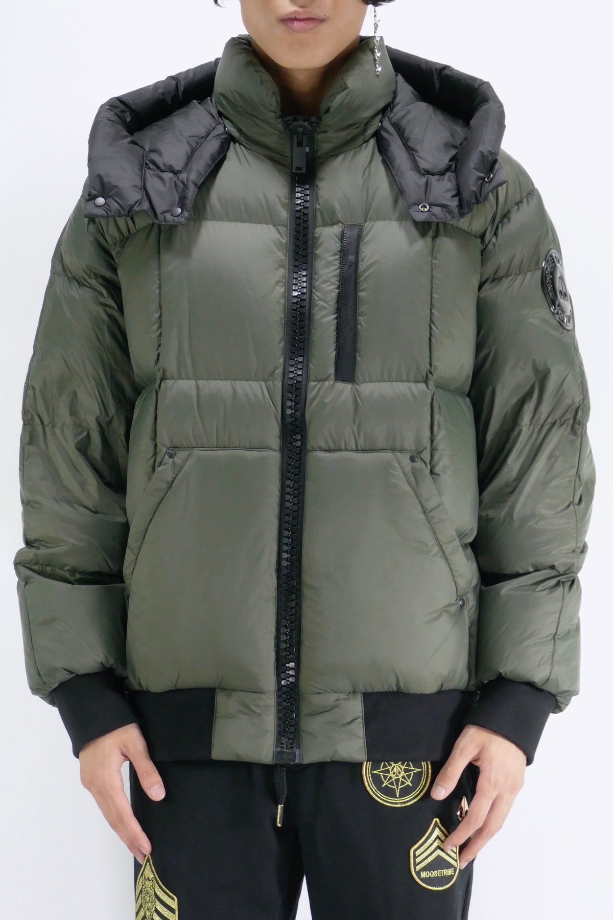 Moose Knuckles Mens Down Bomber 125th Street - Park Green