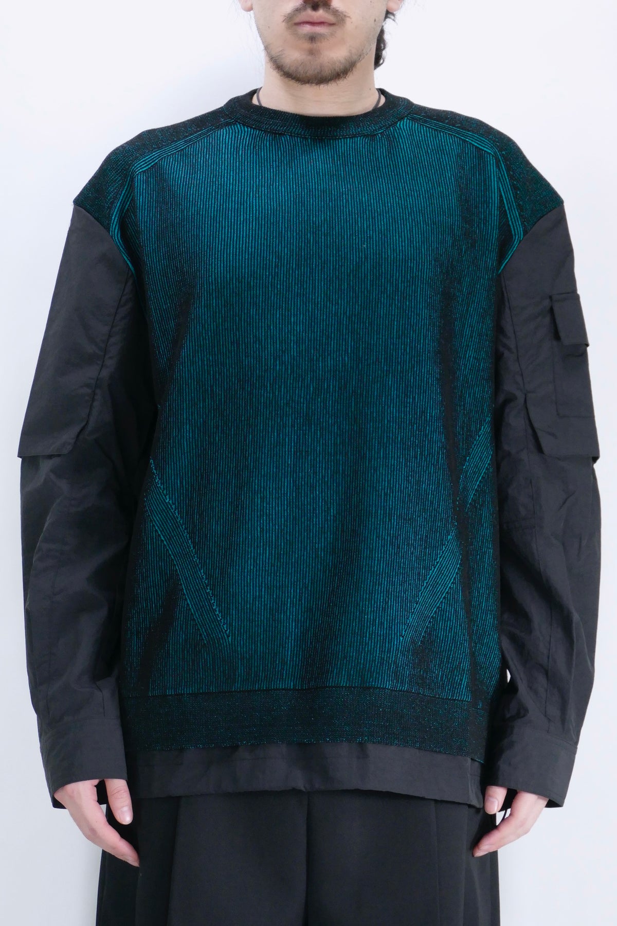 Juun.J Combination Layered Sweater - Blue/Black