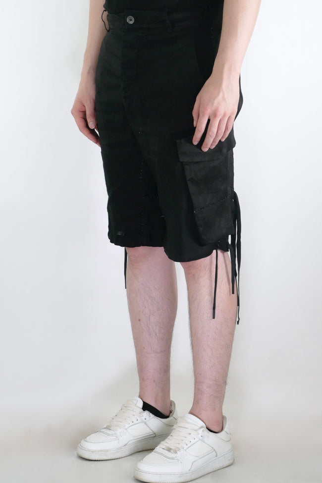 Masnada Drawstring Cargo Shorts - Black