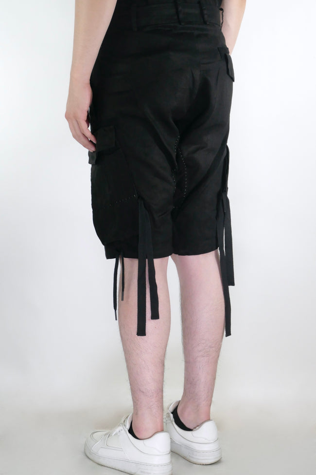 Masnada Drawstring Cargo Shorts - Black