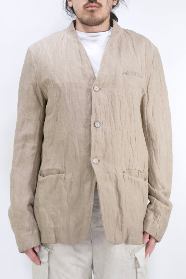 Masnada Collarless Jacket - Sand Stone