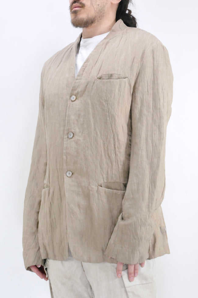 Masnada Collarless Jacket - Sand Stone
