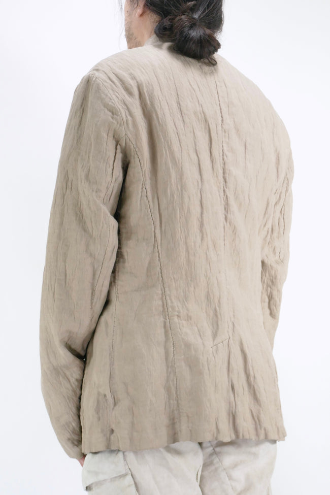 Masnada Collarless Jacket - Sand Stone