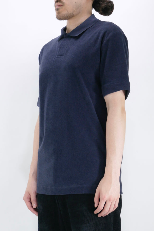 Sunspel Towelling Polo - Navy