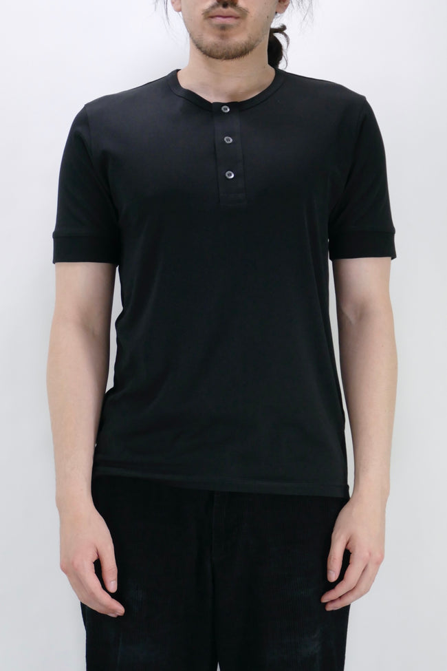 Sunspel Henley Tee - Black