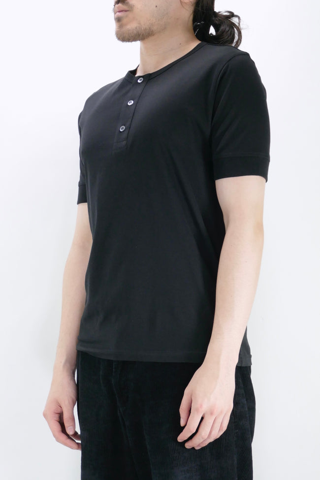 Sunspel Henley Tee - Black