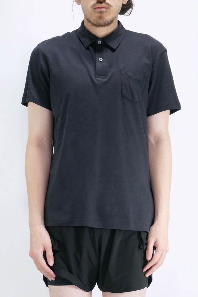 Sunspel Sea Island Cotton Knit Polo - Black