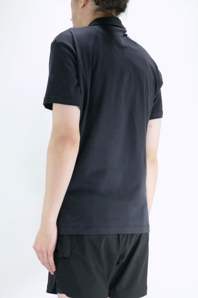 Sunspel Sea Island Cotton Knit Polo - Black