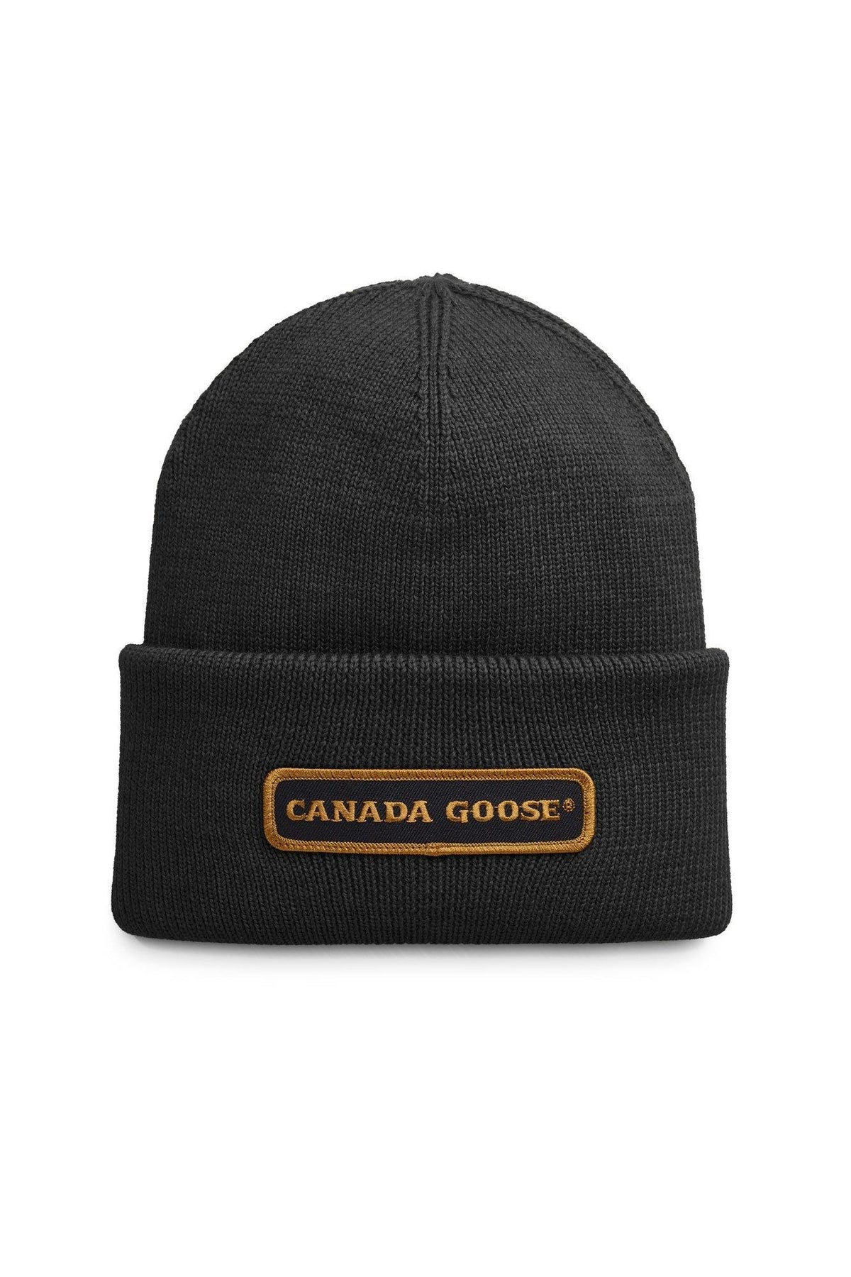 Canada Goose Mens Winter Accessories Emblem Rib Toque - Black - Due West