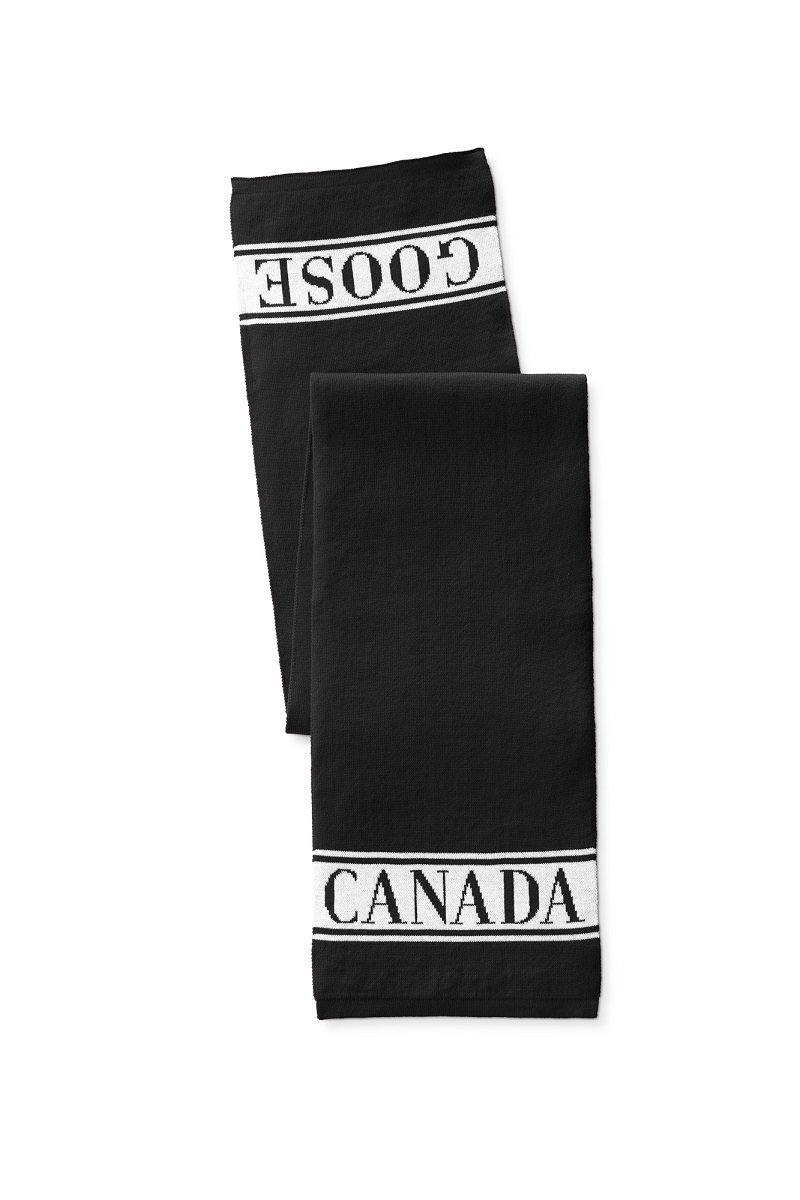 Canada Goose Youth/Kids Winter Scarf Merino Logo Scarf - Black - Due West